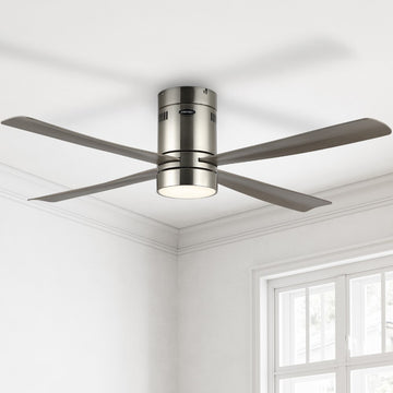 Theo 52" Contemporary Minimalist Iron/Acrylic Mobile-App/Remote-Controlled 6-Speed Integrated LED Ceiling Fan - JONATHAN Y